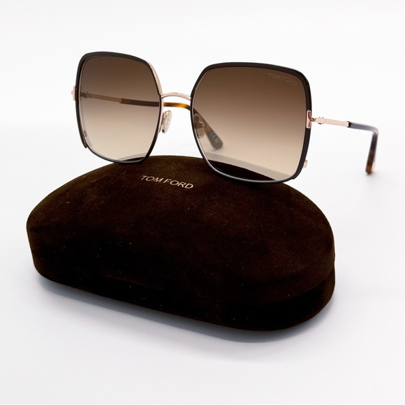 NEW TOM FORD RAPHAELA TF1006 48F WOMEN SUNGLASSES FT1006/S GOLD BROWN - Picture 1 of 9